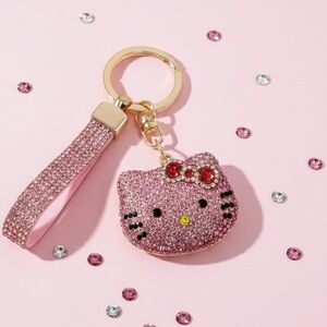Pink Hello Kitty Keychain with Rhinestones